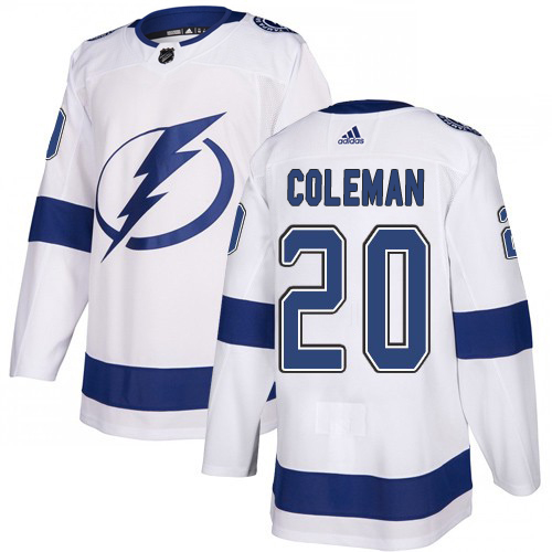 Adidas Lightning #20 Blake Coleman White Road Authentic Stitched NHL Jersey