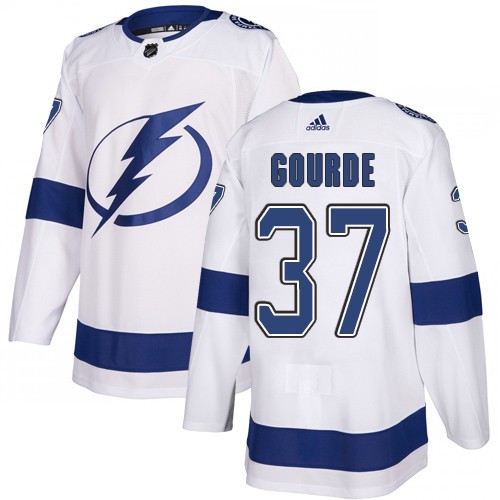 Adidas Lightning #37 Yanni Gourde White Road Authentic Stitched NHL Jersey