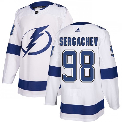 Adidas Lightning #98 Mikhail Sergachev White Road Authentic Stitched NHL Jersey