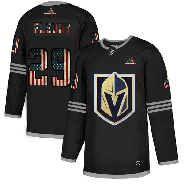 Vegas Golden Knights #29 Marc-Andre Fleury Adidas Men's Black USA Flag Limited NHL Jersey