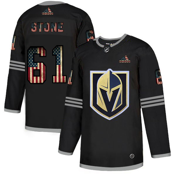 Vegas Golden Knights #61 Mark Stone Adidas Men's Black USA Flag Limited NHL Jersey