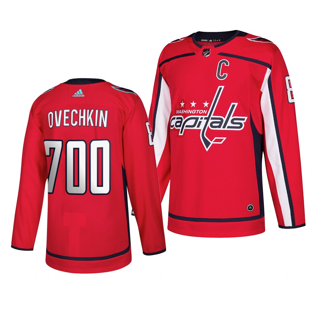 Washington Capitals #8 Alexander Ovechkin Men's Adidas 700 Goals Authentic Player NHL Jersey Red