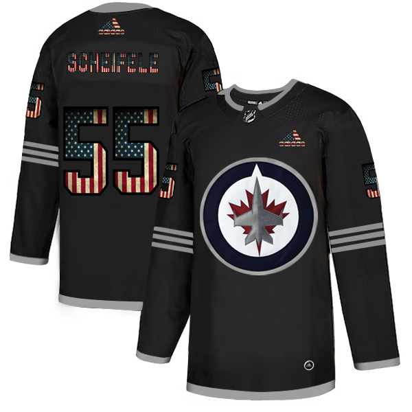 Winnipeg Jets #55 Mark Scheifele Adidas Men's Black USA Flag Limited NHL Jersey