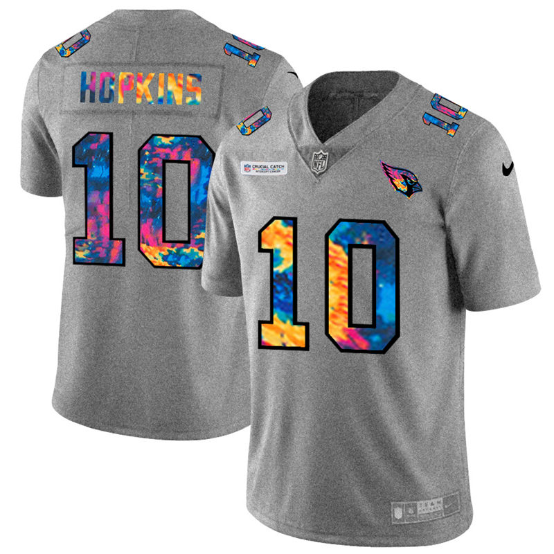 Arizona Cardinals #10 DeAndre Hopkins Men's Nike Multi-Color 2020 NFL Crucial Catch NFL Jersey Greyheather