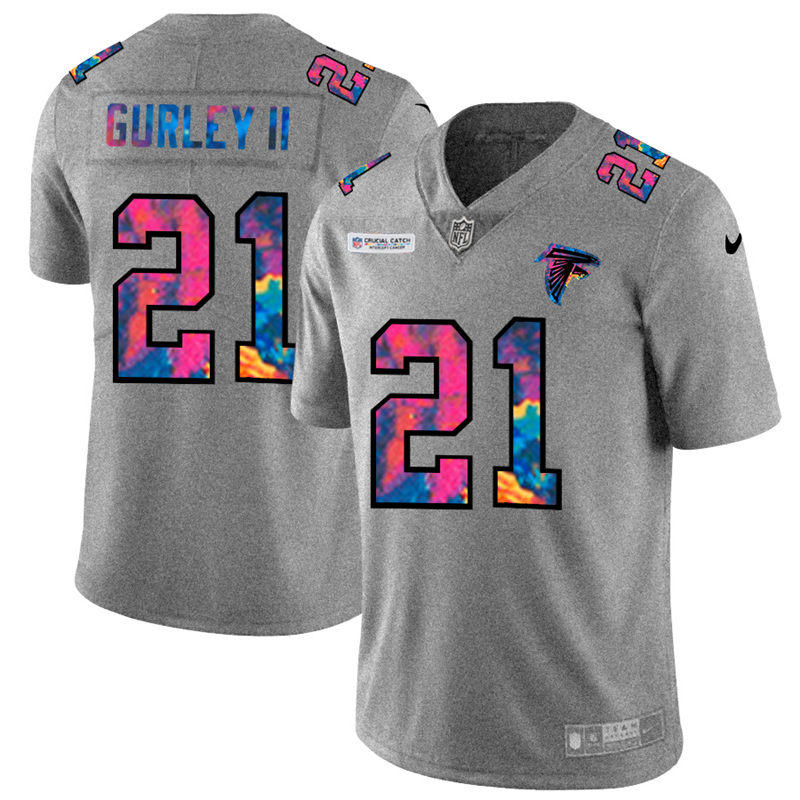 Atlanta Falcons #21 Todd Gurley II Men's Nike Multi-Color 2020 NFL Crucial Catch NFL Jersey Greyheather