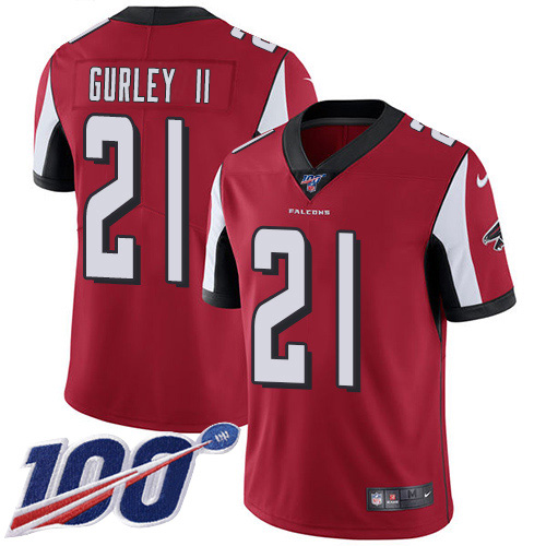 Nike Falcons #21 Todd Gurley II Red Team Color Men's Stitched NFL 100th Season Vapor Untouchable Limited Jersey