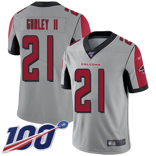Nike Falcons #21 Todd Gurley II Silver Men's Stitched NFL Limited Inverted Legend 100th Season Jersey