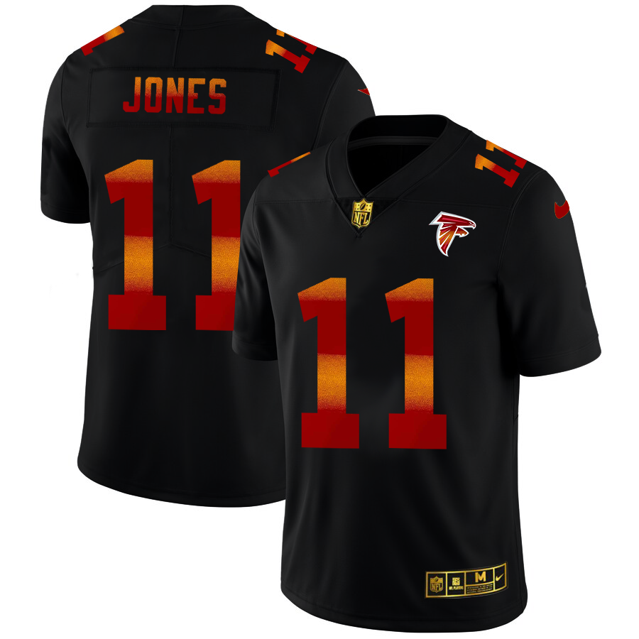 Atlanta Falcons #11 Julio Jones Men's Black Nike Red Orange Stripe Vapor Limited NFL Jersey