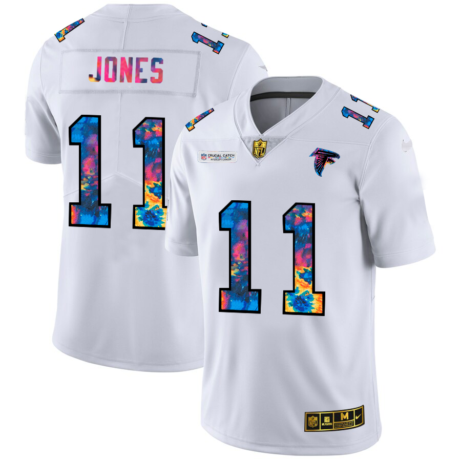 Atlanta Falcons #11 Julio Jones Men's White Nike Multi-Color 2020 NFL Crucial Catch Limited NFL Jersey