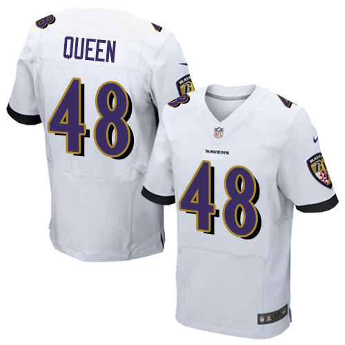 Nike Ravens #48 Patrick Queen White Men's Stitched NFL New Elite Jersey