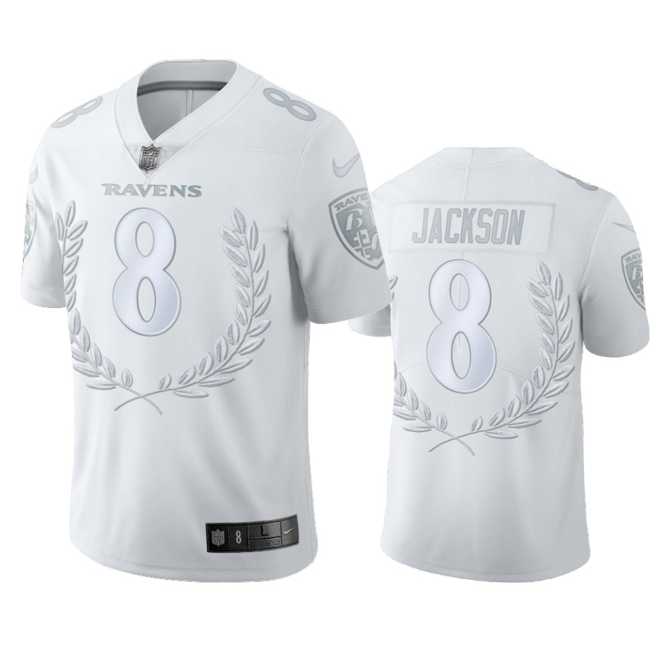 Baltimore Ravens #8 Lamar Jackson Men''s Nike Platinum NFL MVP Limited Edition Jersey