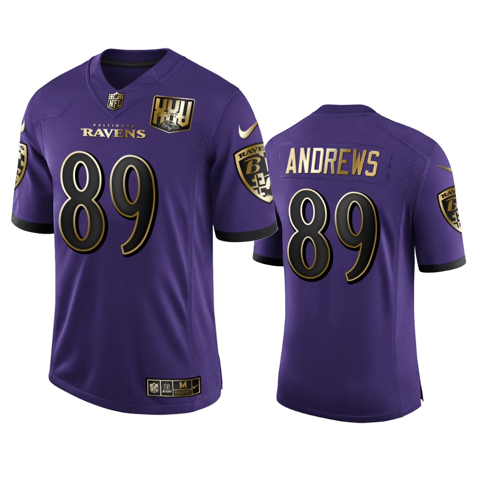 Baltimore Ravens #89 Mark Andrews Men's Nike Purple Team 25th Season Golden Limited NFL Jersey