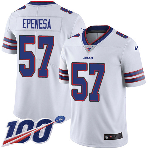 Nike Bills #57 A.J. Epenesas White Men's Stitched NFL 100th Season Vapor Untouchable Limited Jersey
