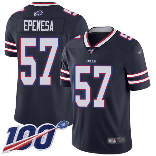 Nike Bills #57 A.J. Epenesas Navy Men's Stitched NFL Limited Inverted Legend 100th Season Jersey