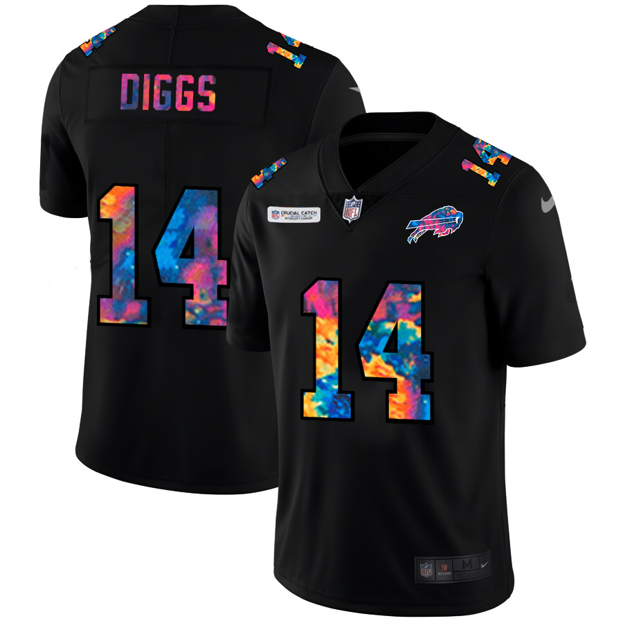 Buffalo Bills #14 Stefon Diggs Men's Nike Multi-Color Black 2020 NFL Crucial Catch Vapor Untouchable Limited Jersey