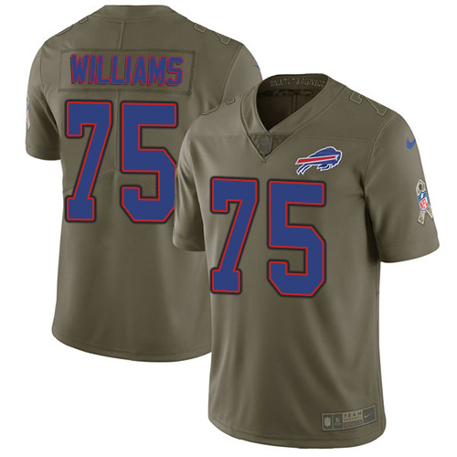 Nike Bills #75 Daryl Williams Olive Men's Stitched NFL Limited 2017 Salute To Service Jersey