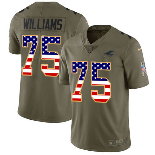Nike Bills #75 Daryl Williams Olive/USA Flag Men's Stitched NFL Limited 2017 Salute To Service Jersey