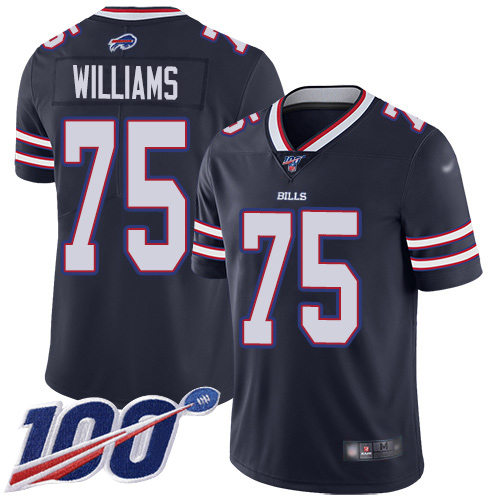 Nike Bills #75 Daryl Williams Navy Men's Stitched NFL Limited Inverted Legend 100th Season Jersey
