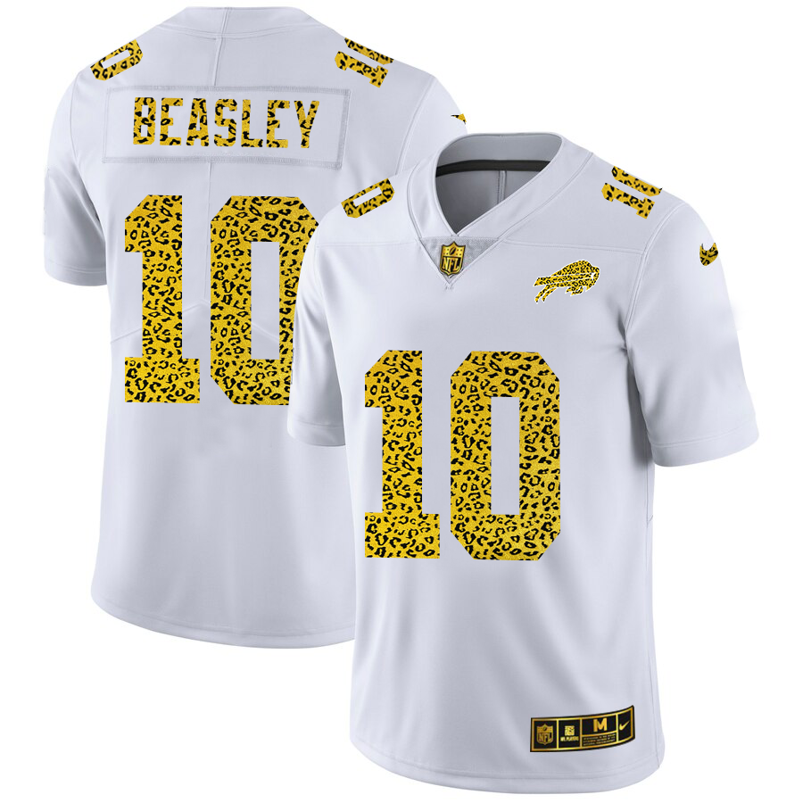 Buffalo Bills #10 Cole Beasley Men's Nike Flocked Leopard Print Vapor Limited NFL Jersey White