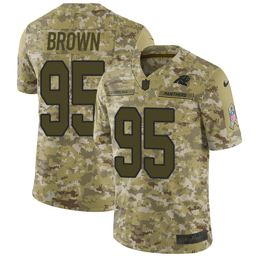 Nike Panthers #95 Derrick Brown Camo Men's Stitched NFL Limited 2018 Salute To Service Jersey