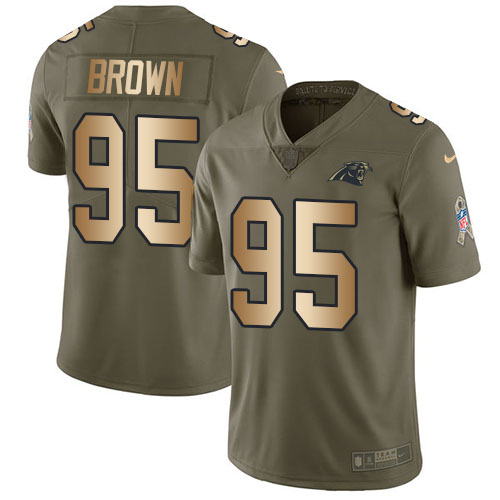 Nike Panthers #95 Derrick Brown Olive/Gold Men's Stitched NFL Limited 2017 Salute To Service Jersey