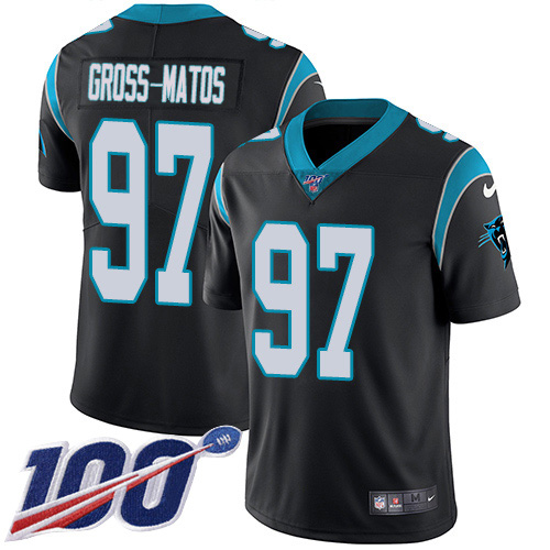 Nike Panthers #97 Yetur Gross-Matos Black Team Color Men's Stitched NFL 100th Season Vapor Untouchable Limited Jersey