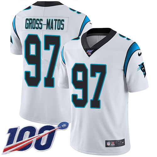 Nike Panthers #97 Yetur Gross-Matos White Men's Stitched NFL 100th Season Vapor Untouchable Limited Jersey