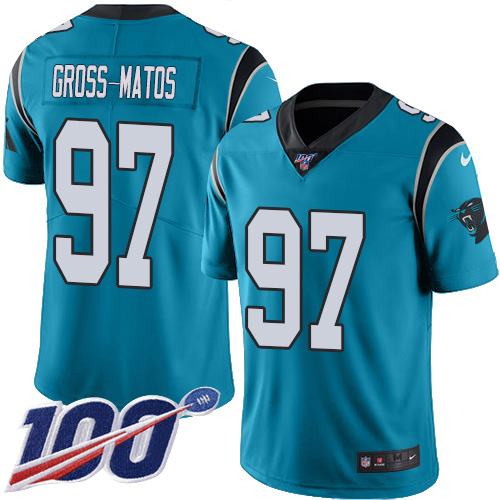 Nike Panthers #97 Yetur Gross-Matos Blue Alternate Men's Stitched NFL 100th Season Vapor Untouchable Limited Jersey