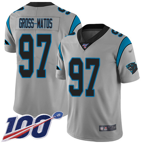 Nike Panthers #97 Yetur Gross-Matos Silver Men's Stitched NFL Limited Inverted Legend 100th Season Jersey