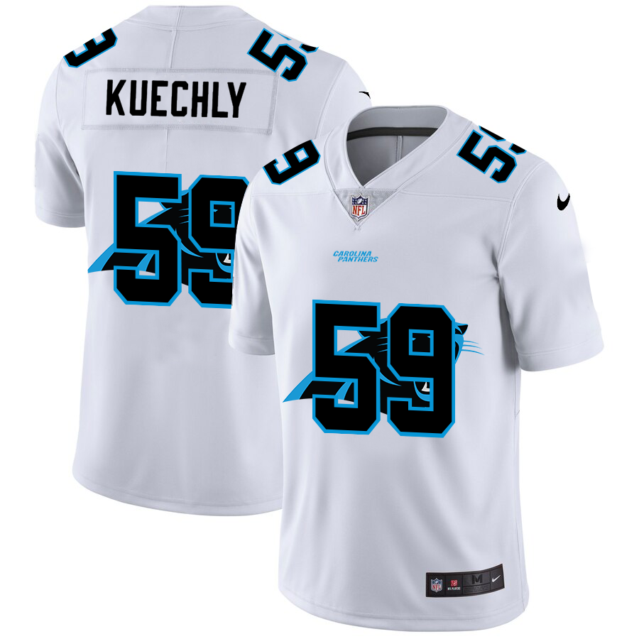 Carolina Panthers #59 Luke Kuechly White Men's Nike Team Logo Dual Overlap Limited NFL Jersey