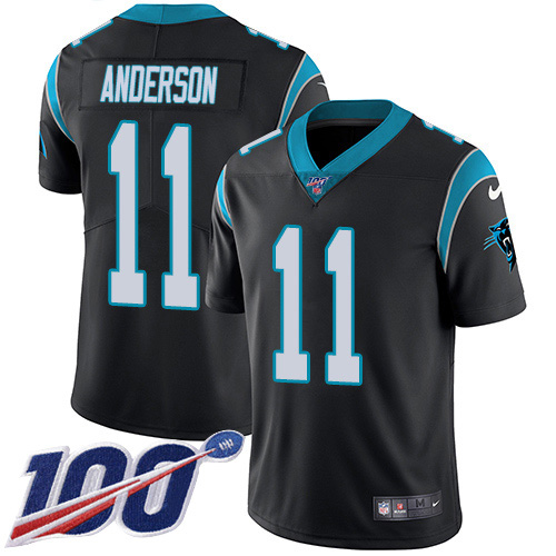 Nike Panthers #11 Robby Anderson Black Team Color Men's Stitched NFL 100th Season Vapor Untouchable Limited Jersey