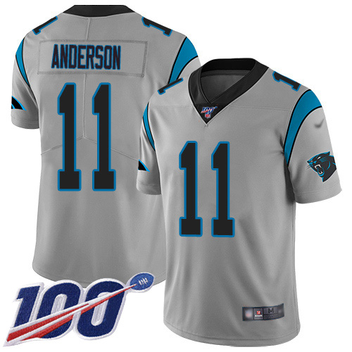 Nike Panthers #11 Robby Anderson Silver Men's Stitched NFL Limited Inverted Legend 100th Season Jersey