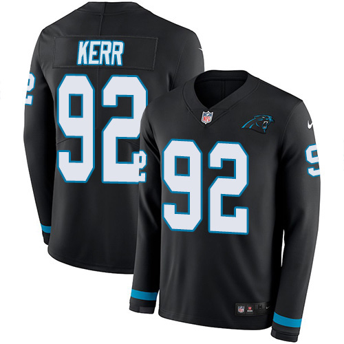 Nike Panthers #92 Zach Kerr Black Team Color Men's Stitched NFL Limited Therma Long Sleeve Jersey