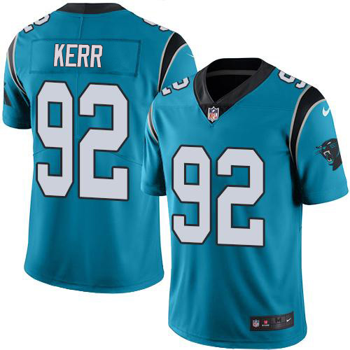 Nike Panthers #92 Zach Kerr Blue Men's Stitched NFL Limited Rush Jersey