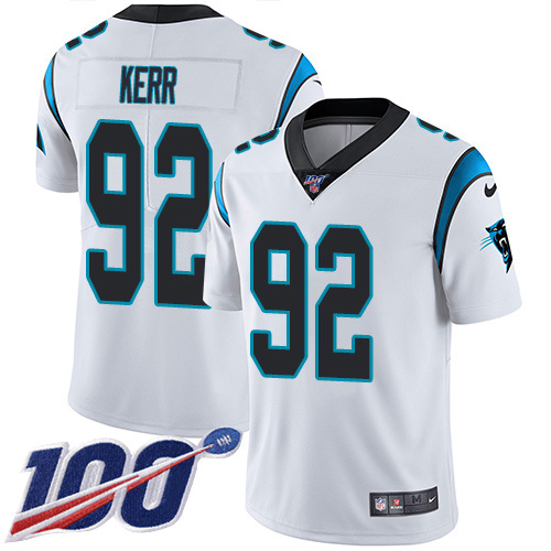 Nike Panthers #92 Zach Kerr White Men's Stitched NFL 100th Season Vapor Untouchable Limited Jersey