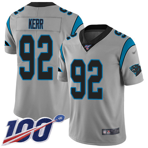 Nike Panthers #92 Zach Kerr Silver Men's Stitched NFL Limited Inverted Legend 100th Season Jersey