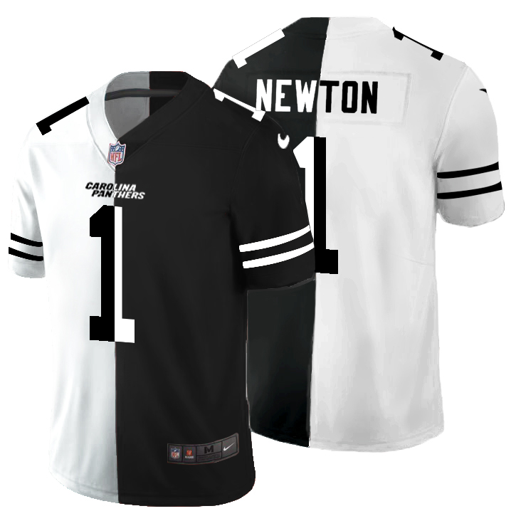 Carolina Panthers #1 Cam Newton Men's Black V White Peace Split Nike Vapor Untouchable Limited NFL Jersey