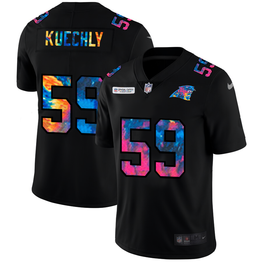 Carolina Panthers #59 Luke Kuechly Men's Nike Multi-Color Black 2020 NFL Crucial Catch Vapor Untouchable Limited Jersey