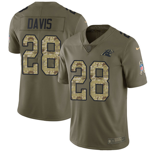 Nike Panthers #28 Mike Davis Olive/Camo Men's Stitched NFL Limited 2017 Salute To Service Jersey