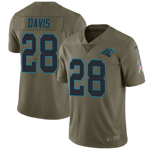 Nike Panthers #28 Mike Davis Olive Men's Stitched NFL Limited 2017 Salute To Service Jersey