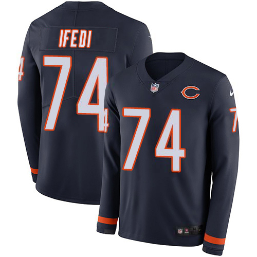 Nike Bears #74 Germain Ifedi Navy Blue Team Color Men's Stitched NFL Limited Therma Long Sleeve Jersey