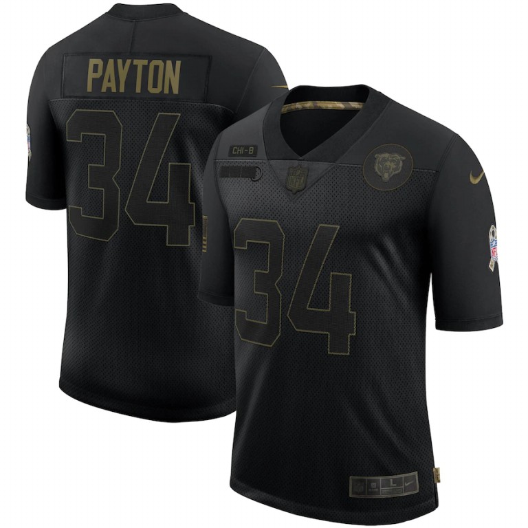 Chicago Bears #34 Walter Payton Nike 2020 Salute To Service Retired Limited Jersey Black