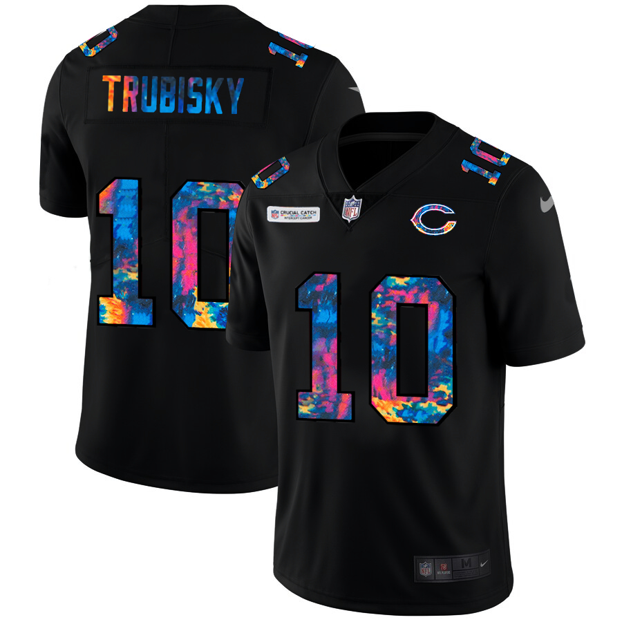 Chicago Bears #10 Mitchell Trubisky Men's Nike Multi-Color Black 2020 NFL Crucial Catch Vapor Untouchable Limited Jersey