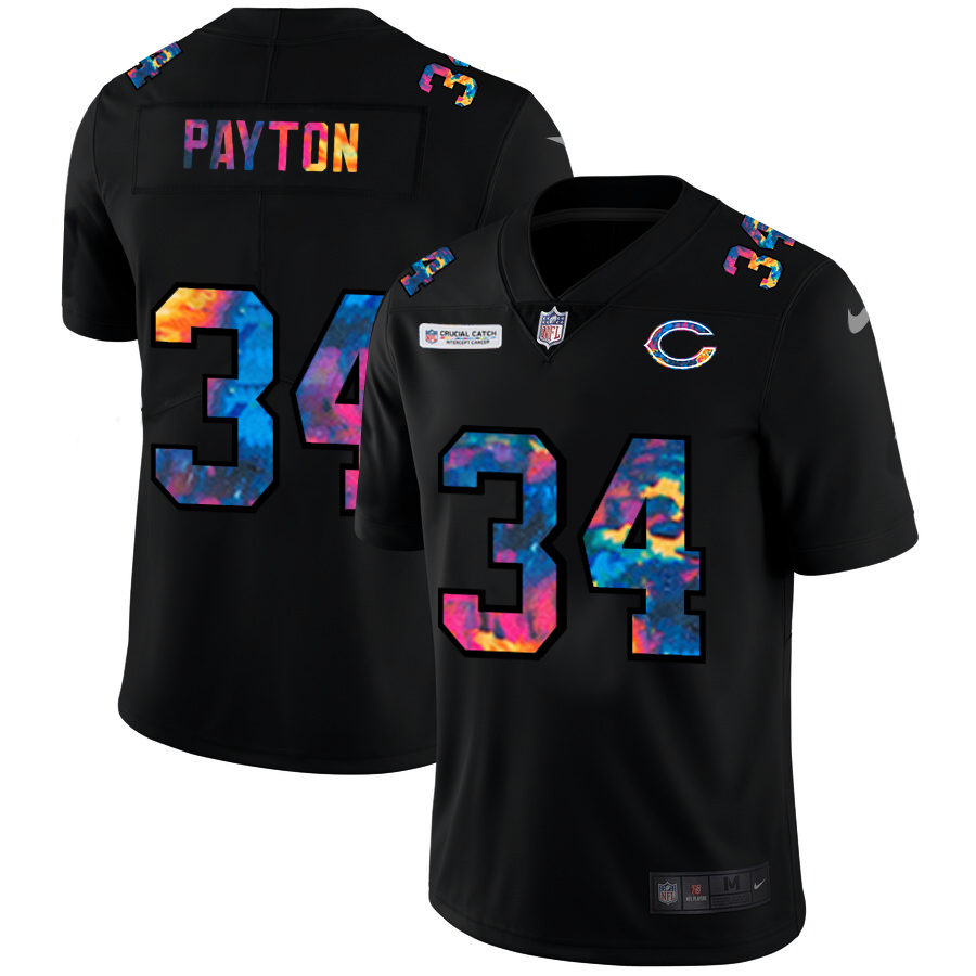 Chicago Bears #34 Walter Payton Men's Nike Multi-Color Black 2020 NFL Crucial Catch Vapor Untouchable Limited Jersey
