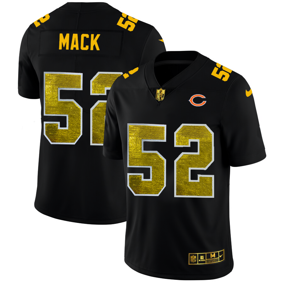 Chicago Bears #52 Khalil Mack Men's Black Nike Golden Sequin Vapor Limited NFL Jersey