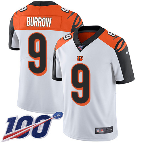 Nike Bengals #9 Joe Burrow White Men's Stitched NFL 100th Season Vapor Untouchable Limited Jersey