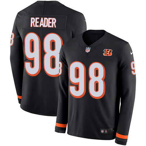 Nike Bengals #98 D.J. Reader Black Team Color Men's Stitched NFL Limited Therma Long Sleeve Jersey