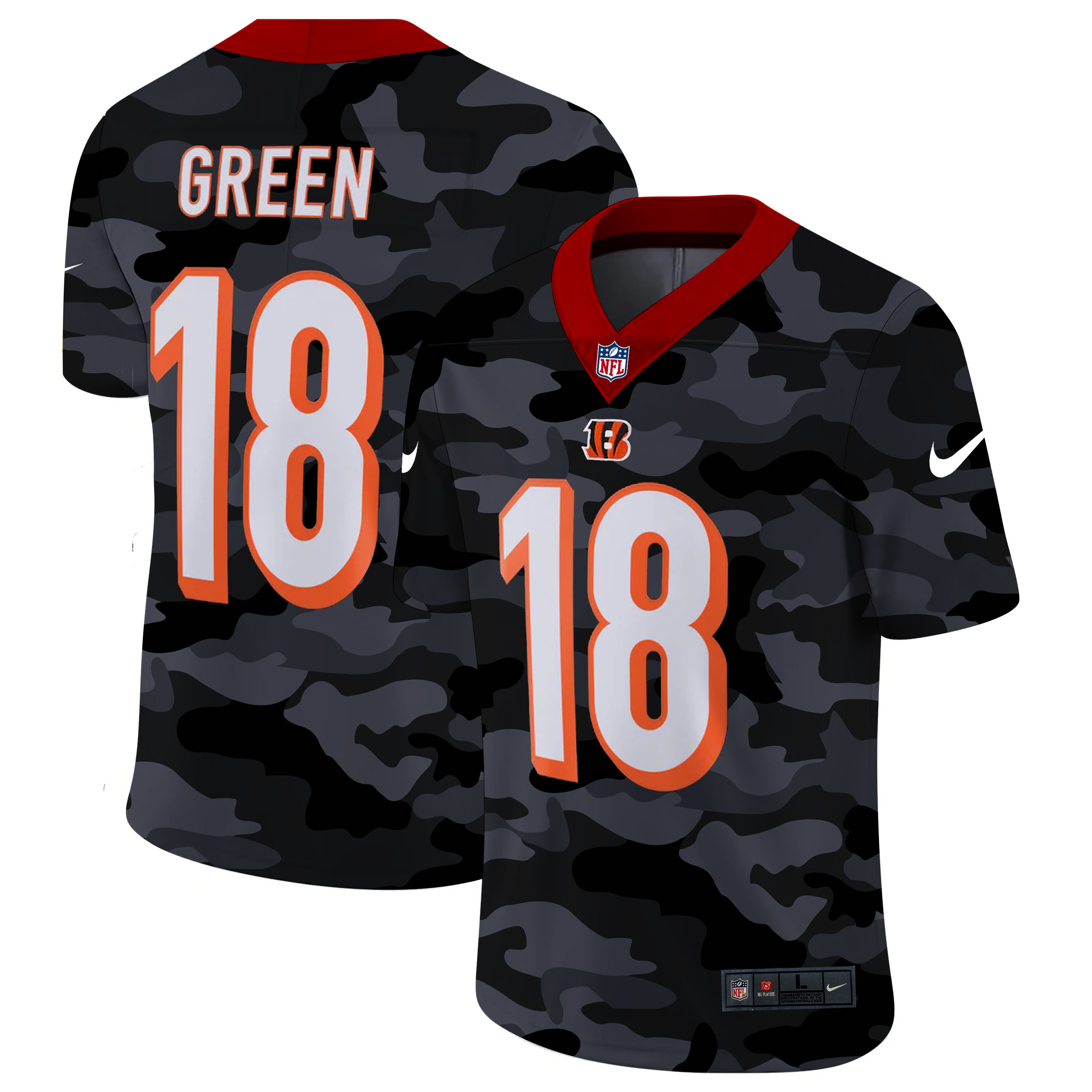Cincinnati Bengals #18 A.J. Green Men's Nike 2020 Black CAMO Vapor Untouchable Limited Stitched NFL Jersey
