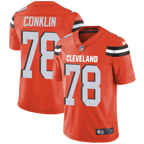 Nike Browns #78 Jack Conklin Orange Alternate Men's Stitched NFL Vapor Untouchable Limited Jersey
