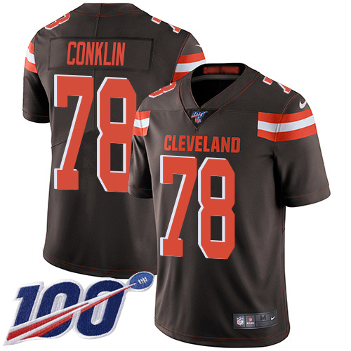 Nike Browns #78 Jack Conklin Brown Team Color Men's Stitched NFL 100th Season Vapor Untouchable Limited Jersey